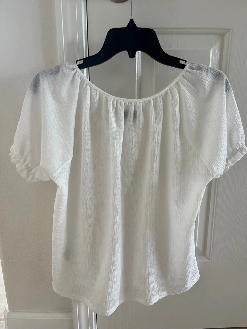 Madewell White Short Puff-Sleeve Peasant Top